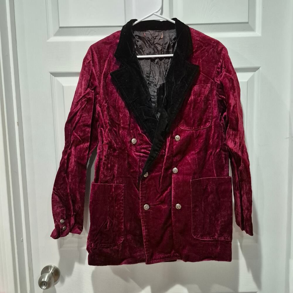 Halloween Costume Steampunk Jacket double breasted tuxedo Red black MED